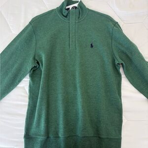 Ralph Lauren Forest Green Luxury Jersey Quarter-zip Pullover